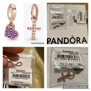 BNWT TWO PANDORA RETIRED ROSE GOLD CHARMS